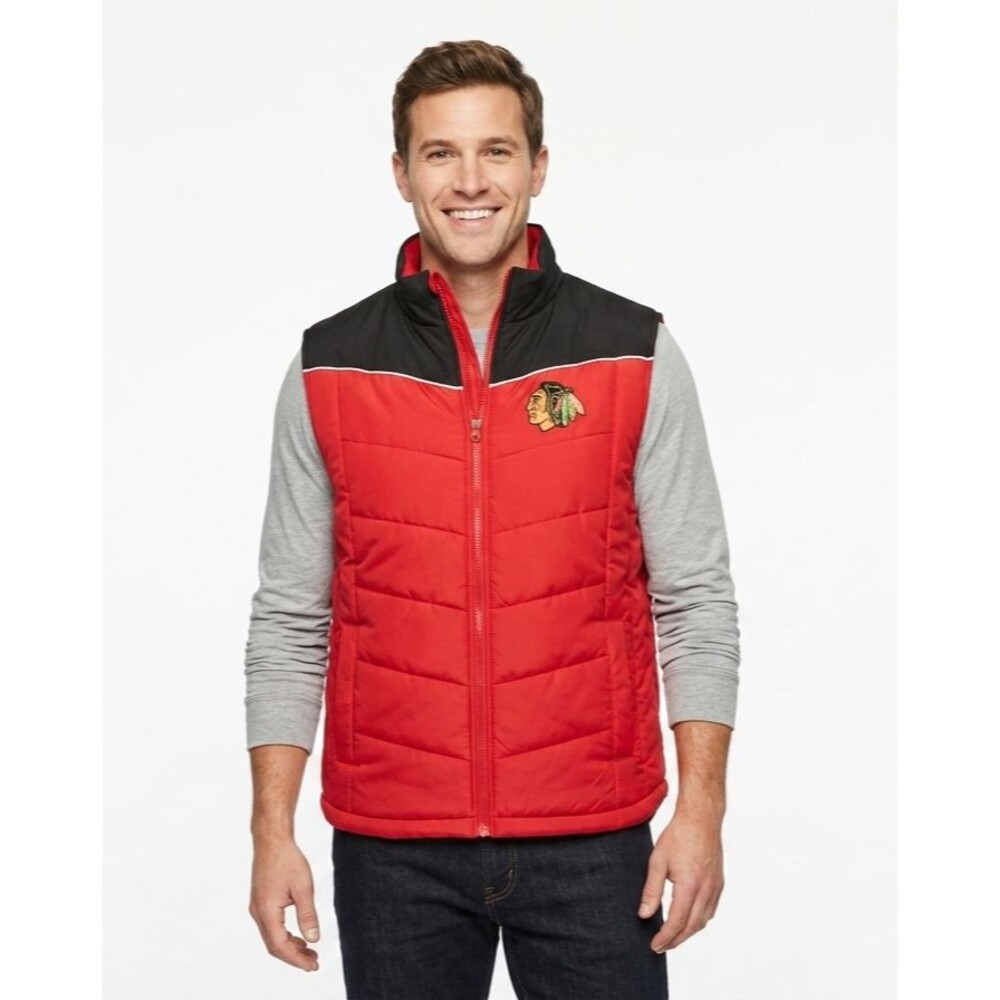 G-III Sports Carl Banks Chicago Blackhawks Puffer Vest Men's Size XL EUC NHL Red
